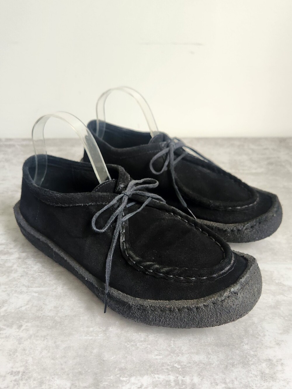 Hender Scheme Mens EU39 US 6 Suede Moccasin Black Derby Shoes Lace Up Whipstitch